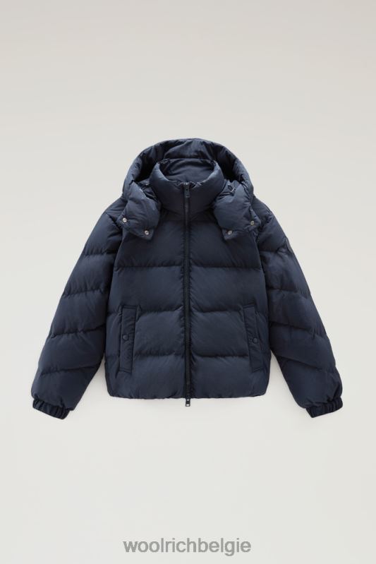 gewatteerd donsjack van eco taslan nylon met afneembare capuchon Woolrich vrouwen 8TTN081 Melton blauw kleding