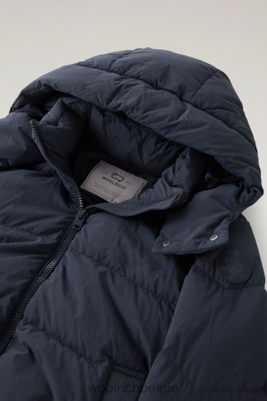 gewatteerd donsjack van eco taslan nylon met afneembare capuchon Woolrich vrouwen 8TTN081 Melton blauw kleding