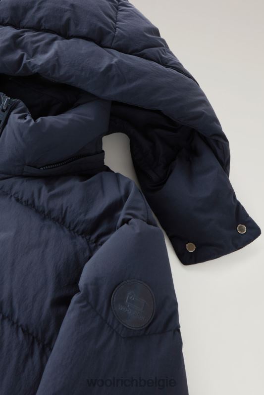 gewatteerd donsjack van eco taslan nylon met afneembare capuchon Woolrich vrouwen 8TTN081 Melton blauw kleding
