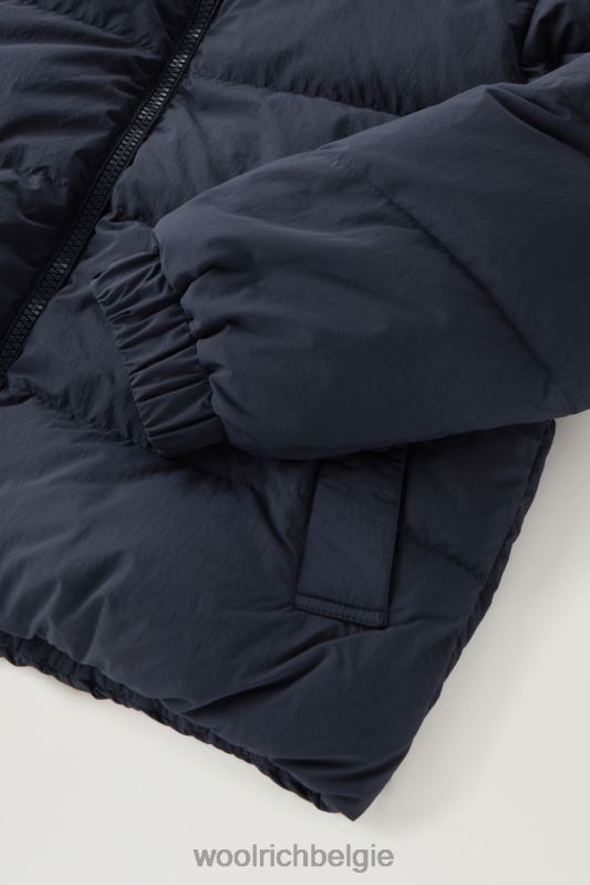 gewatteerd donsjack van eco taslan nylon met afneembare capuchon Woolrich vrouwen 8TTN081 Melton blauw kleding