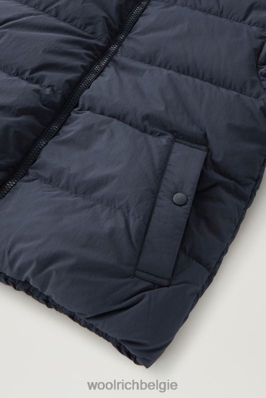 gewatteerd donsjack van eco taslan nylon met afneembare capuchon Woolrich vrouwen 8TTN081 Melton blauw kleding