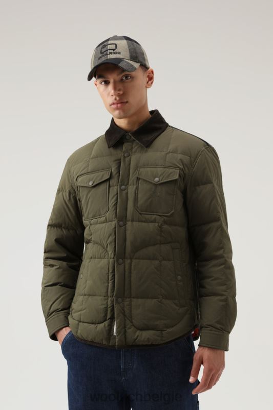 gewatteerd erfgoed-terrein-overshirt van taslan-nylon Woolrich Heren 8TTN0642 donkergroen kleding