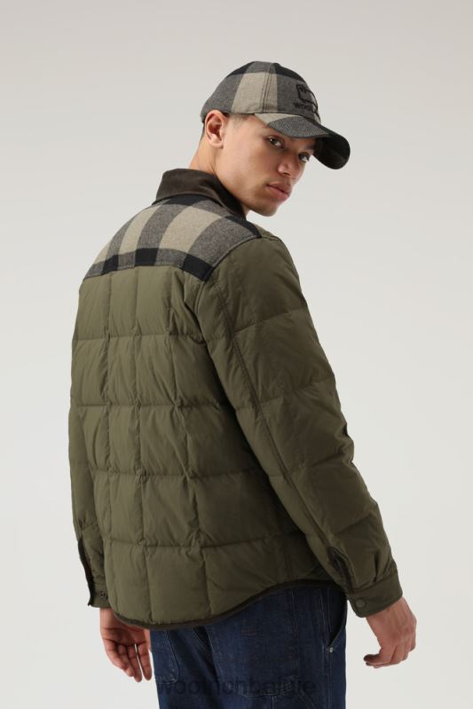 gewatteerd erfgoed-terrein-overshirt van taslan-nylon Woolrich Heren 8TTN0642 donkergroen kleding