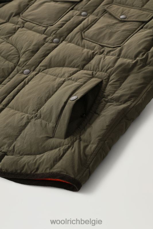 gewatteerd erfgoed-terrein-overshirt van taslan-nylon Woolrich Heren 8TTN0642 donkergroen kleding