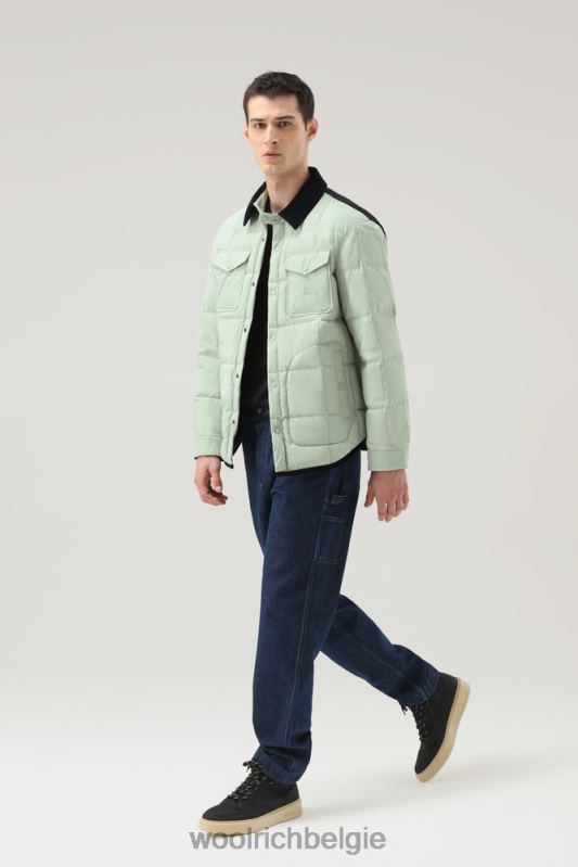 gewatteerd erfgoed-terrein-overshirt van taslan-nylon Woolrich Heren 8TTN0664 woestijn salie kleding