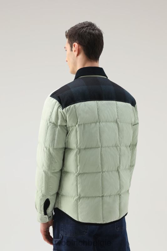 gewatteerd erfgoed-terrein-overshirt van taslan-nylon Woolrich Heren 8TTN0664 woestijn salie kleding