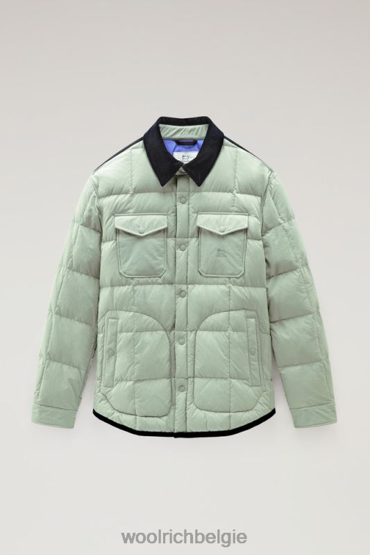 gewatteerd erfgoed-terrein-overshirt van taslan-nylon Woolrich Heren 8TTN0664 woestijn salie kleding