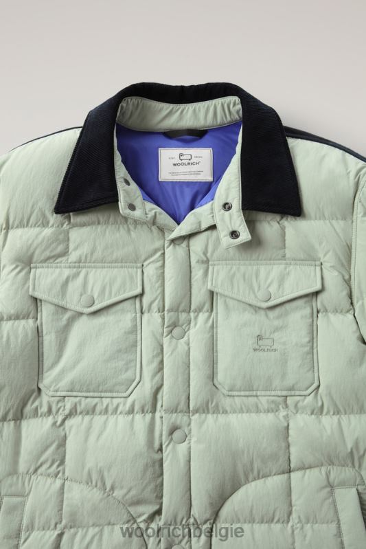 gewatteerd erfgoed-terrein-overshirt van taslan-nylon Woolrich Heren 8TTN0664 woestijn salie kleding