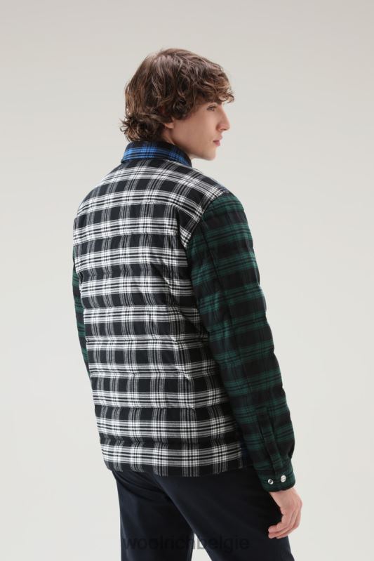 gewatteerd geruit patchwork overshirt Woolrich Heren 8TTN0513 patchwork blauw kleding
