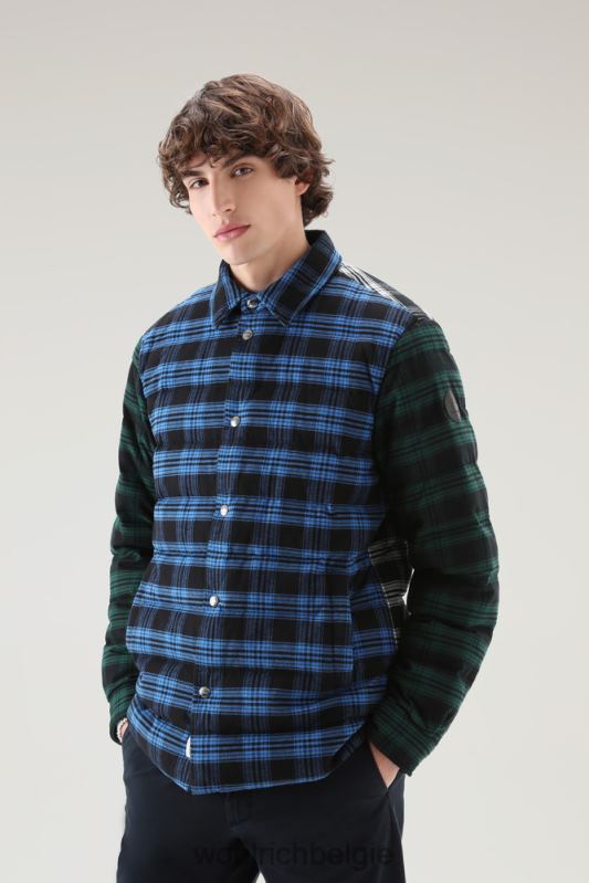 gewatteerd geruit patchwork overshirt Woolrich Heren 8TTN0513 patchwork blauw kleding