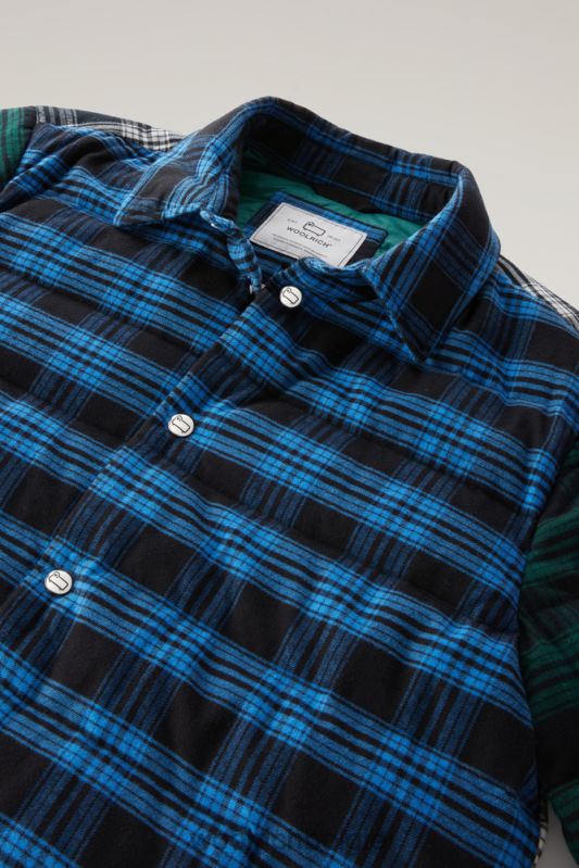 gewatteerd geruit patchwork overshirt Woolrich Heren 8TTN0513 patchwork blauw kleding