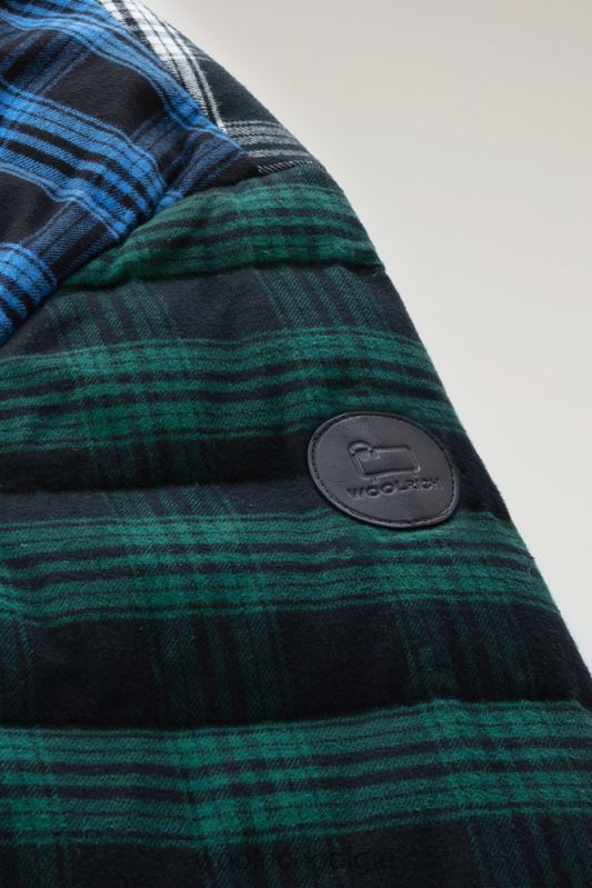 gewatteerd geruit patchwork overshirt Woolrich Heren 8TTN0513 patchwork blauw kleding