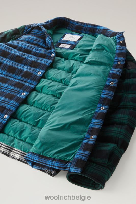 gewatteerd geruit patchwork overshirt Woolrich Heren 8TTN0513 patchwork blauw kleding