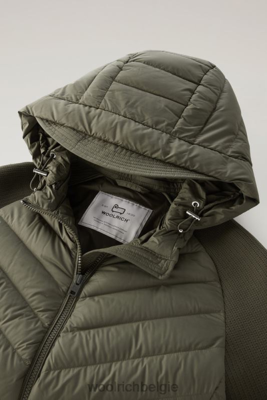gewatteerd hybride jack met afneembare capuchon Woolrich vrouwen 8TTN0130 donkergroen kleding