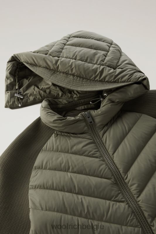 gewatteerd hybride jack met afneembare capuchon Woolrich vrouwen 8TTN0130 donkergroen kleding