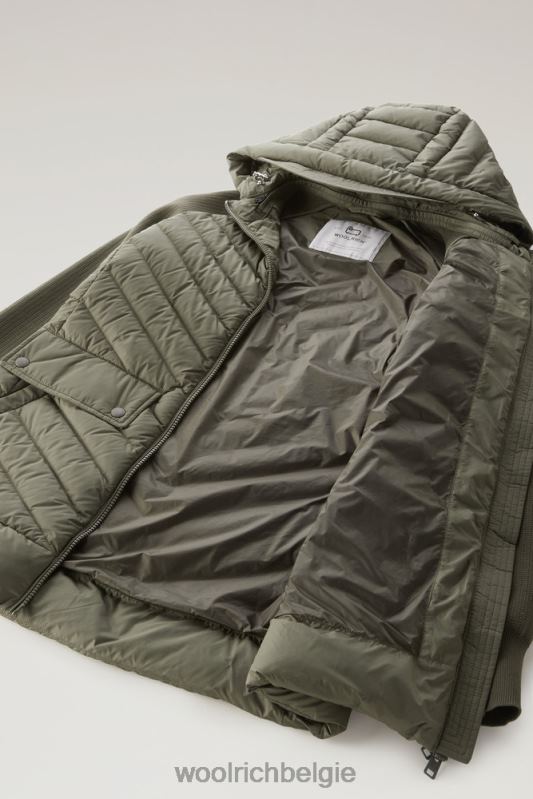 gewatteerd hybride jack met afneembare capuchon Woolrich vrouwen 8TTN0130 donkergroen kleding