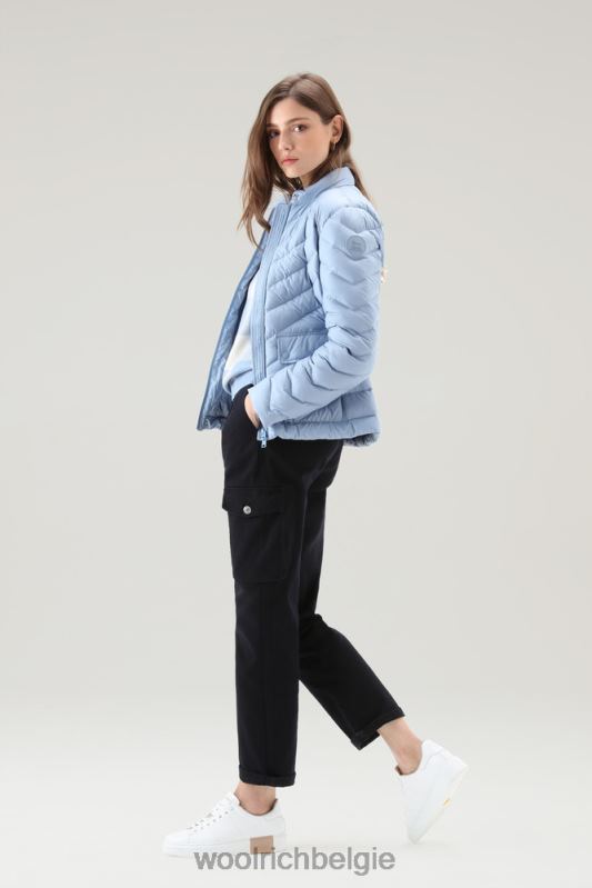 gewatteerd kort jack met chevron-quilt Woolrich vrouwen 8TTN034 bleek indigo kleding