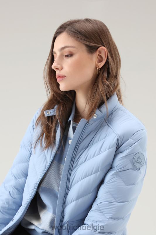 gewatteerd kort jack met chevron-quilt Woolrich vrouwen 8TTN034 bleek indigo kleding