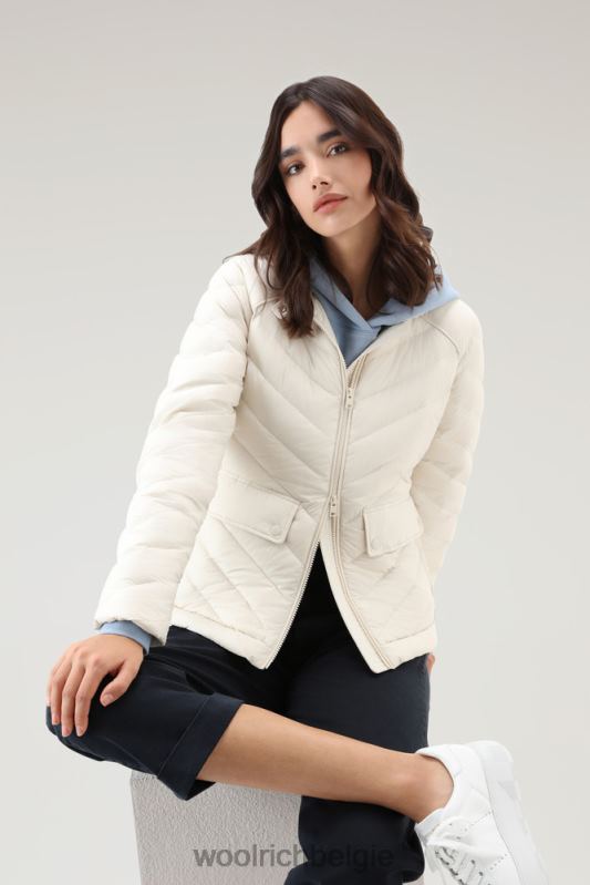 gewatteerd kort jack met chevron-quilt Woolrich vrouwen 8TTN035 melkachtige crème kleding
