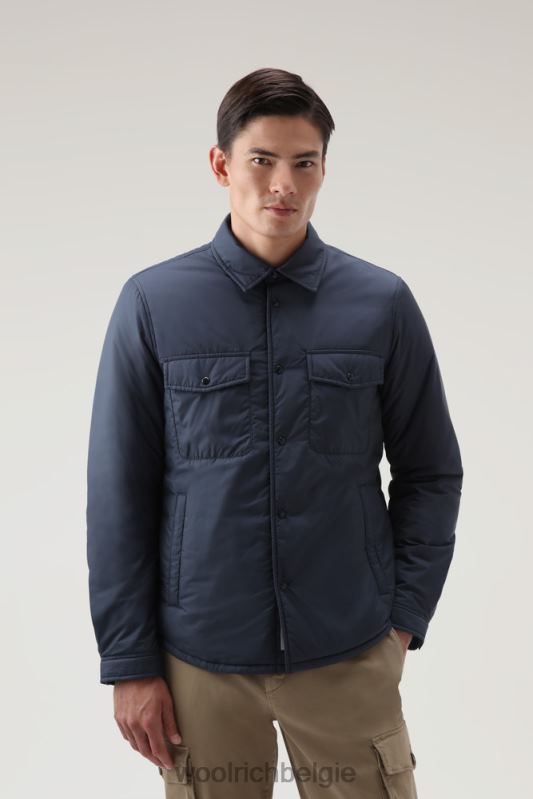 gewatteerd overshirt van microvezel uit Alaska Woolrich Heren 8TTN0697 Melton blauw kleding
