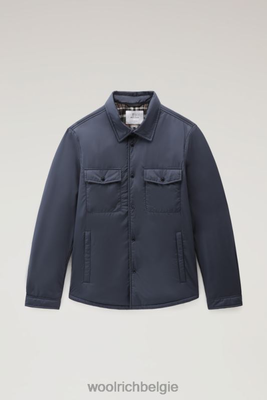 gewatteerd overshirt van microvezel uit Alaska Woolrich Heren 8TTN0697 Melton blauw kleding