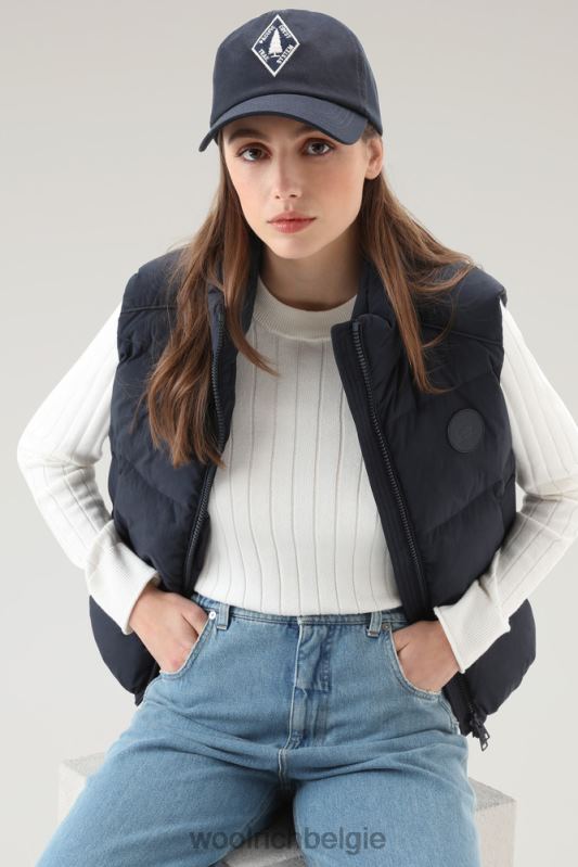 gewatteerd vest van eco taslan nylon Woolrich vrouwen 8TTN0175 Melton blauw kleding