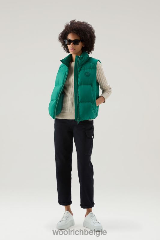 gewatteerd vest van eco taslan nylon Woolrich vrouwen 8TTN0190 groenblijvend kleding