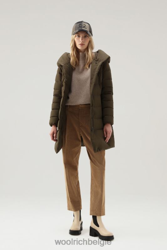 gezwollen prescott parka met urban touch Woolrich vrouwen 8TTN0216 donkergroen kleding