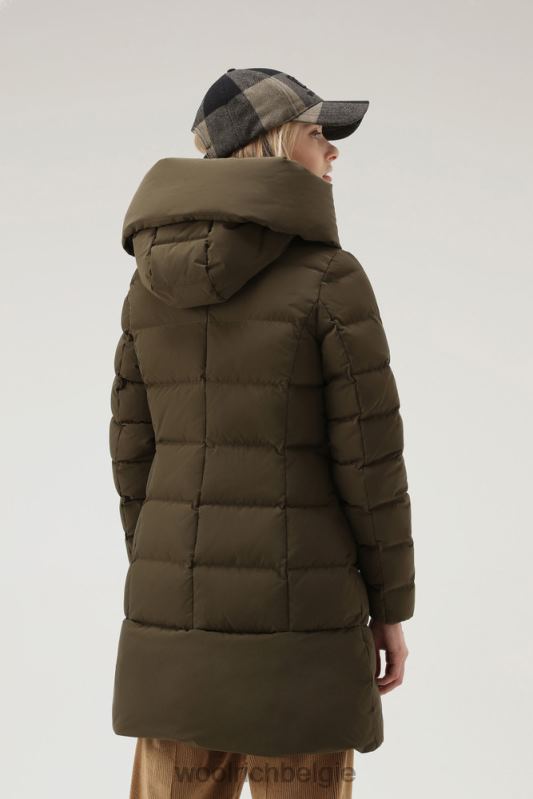 gezwollen prescott parka met urban touch Woolrich vrouwen 8TTN0216 donkergroen kleding