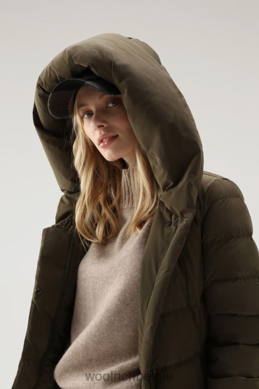 gezwollen prescott parka met urban touch Woolrich vrouwen 8TTN0216 donkergroen kleding