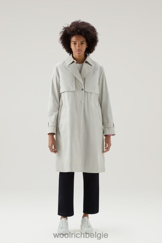 heb een trenchcoat van puur katoen Woolrich vrouwen 8TTN060 maansteen kleding