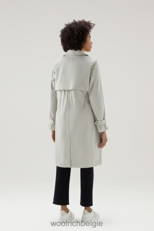 heb een trenchcoat van puur katoen Woolrich vrouwen 8TTN060 maansteen kleding