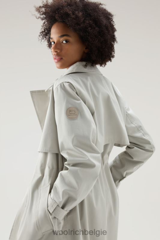 heb een trenchcoat van puur katoen Woolrich vrouwen 8TTN060 maansteen kleding