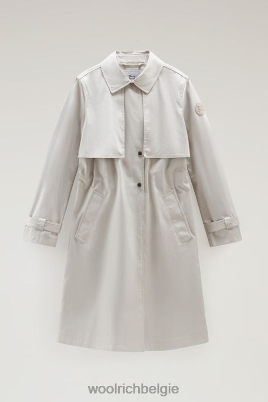 heb een trenchcoat van puur katoen Woolrich vrouwen 8TTN060 maansteen kleding