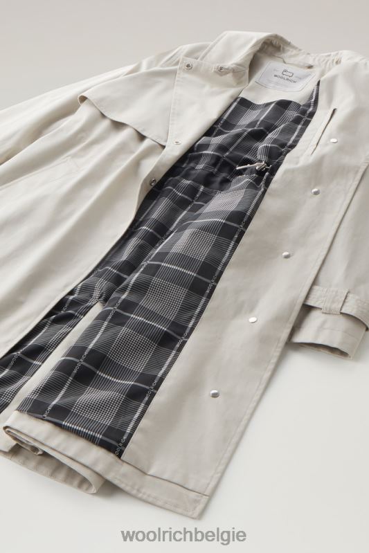 heb een trenchcoat van puur katoen Woolrich vrouwen 8TTN060 maansteen kleding