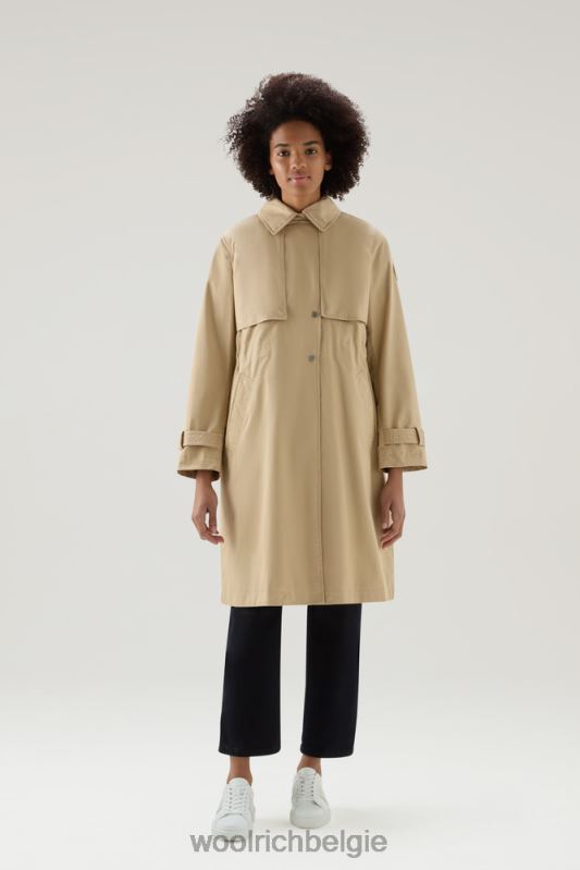 heb een trenchcoat van puur katoen Woolrich vrouwen 8TTN095 veer beige kleding