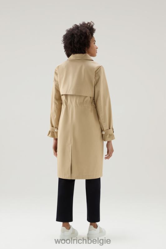 heb een trenchcoat van puur katoen Woolrich vrouwen 8TTN095 veer beige kleding