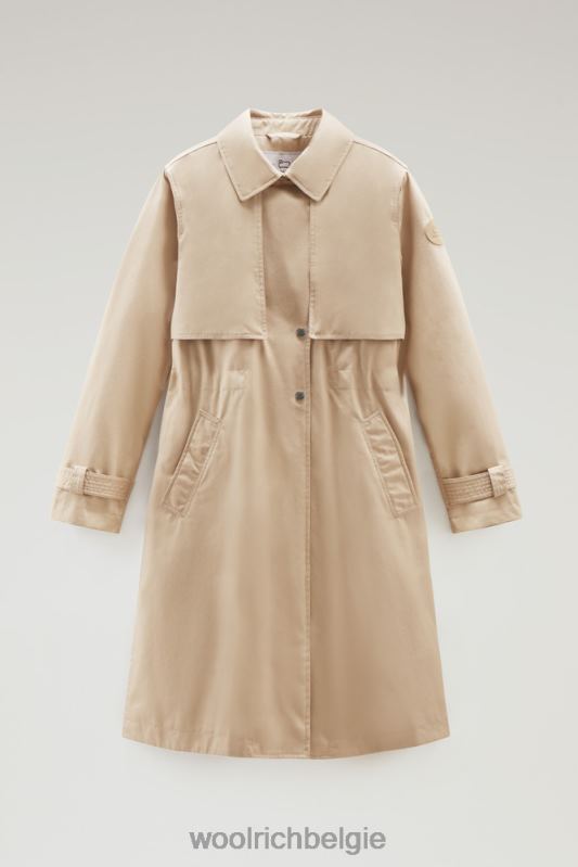 heb een trenchcoat van puur katoen Woolrich vrouwen 8TTN095 veer beige kleding