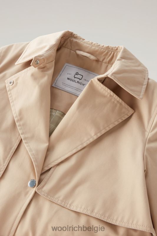 heb een trenchcoat van puur katoen Woolrich vrouwen 8TTN095 veer beige kleding