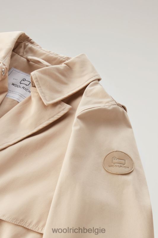 heb een trenchcoat van puur katoen Woolrich vrouwen 8TTN095 veer beige kleding