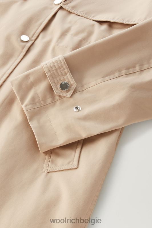 heb een trenchcoat van puur katoen Woolrich vrouwen 8TTN095 veer beige kleding