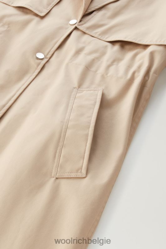 heb een trenchcoat van puur katoen Woolrich vrouwen 8TTN095 veer beige kleding