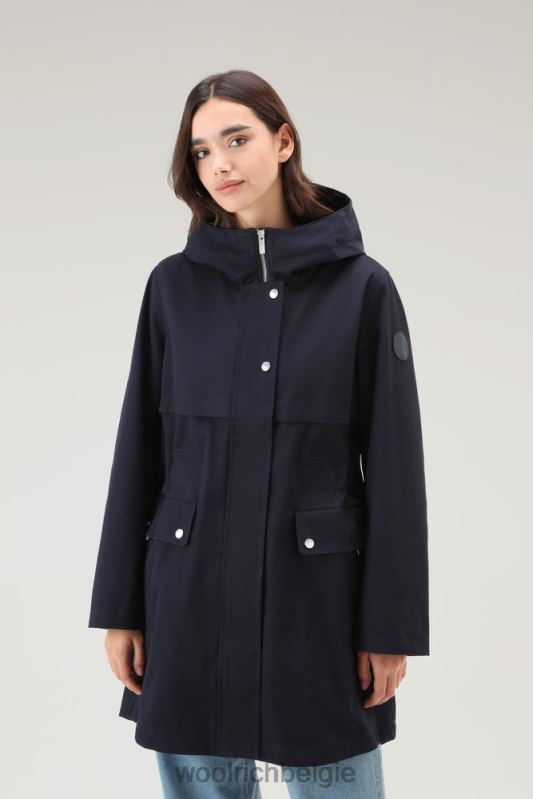 heb een zomerparka van puur katoen Woolrich vrouwen 8TTN013 Melton blauw kleding
