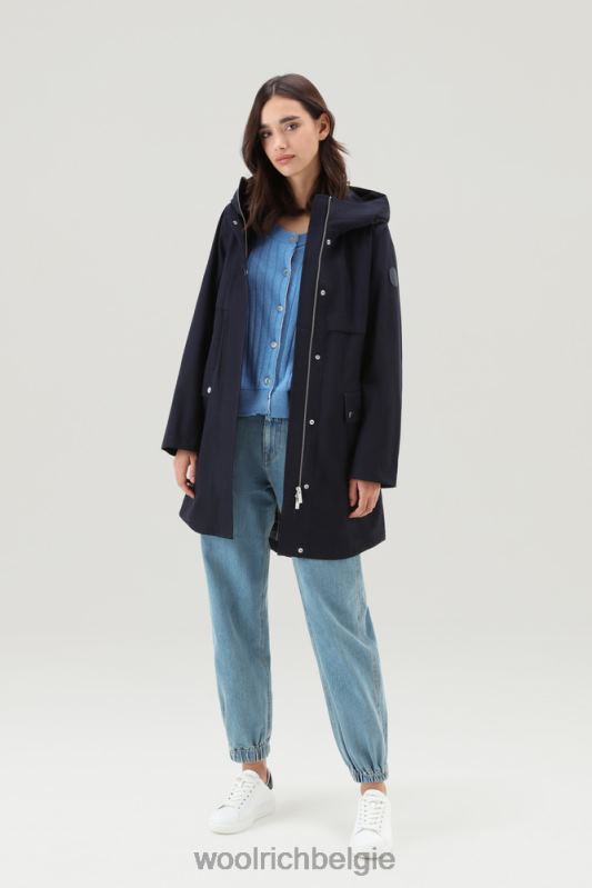 heb een zomerparka van puur katoen Woolrich vrouwen 8TTN013 Melton blauw kleding