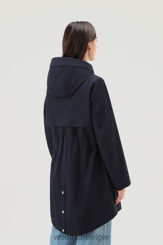 heb een zomerparka van puur katoen Woolrich vrouwen 8TTN013 Melton blauw kleding