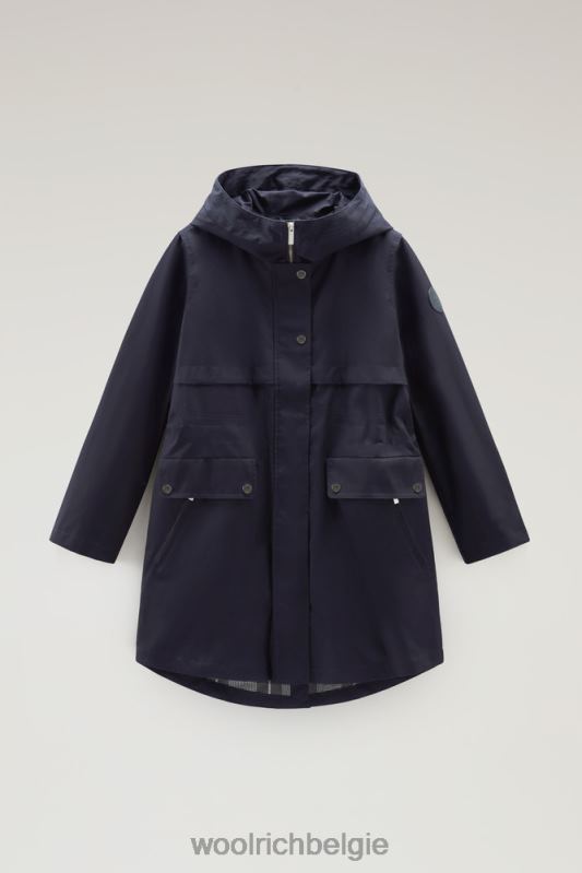 heb een zomerparka van puur katoen Woolrich vrouwen 8TTN013 Melton blauw kleding