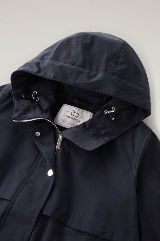 heb een zomerparka van puur katoen Woolrich vrouwen 8TTN013 Melton blauw kleding