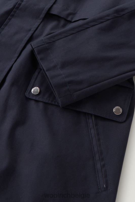 heb een zomerparka van puur katoen Woolrich vrouwen 8TTN013 Melton blauw kleding