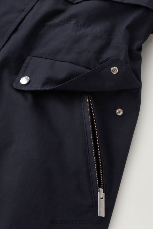 heb een zomerparka van puur katoen Woolrich vrouwen 8TTN013 Melton blauw kleding