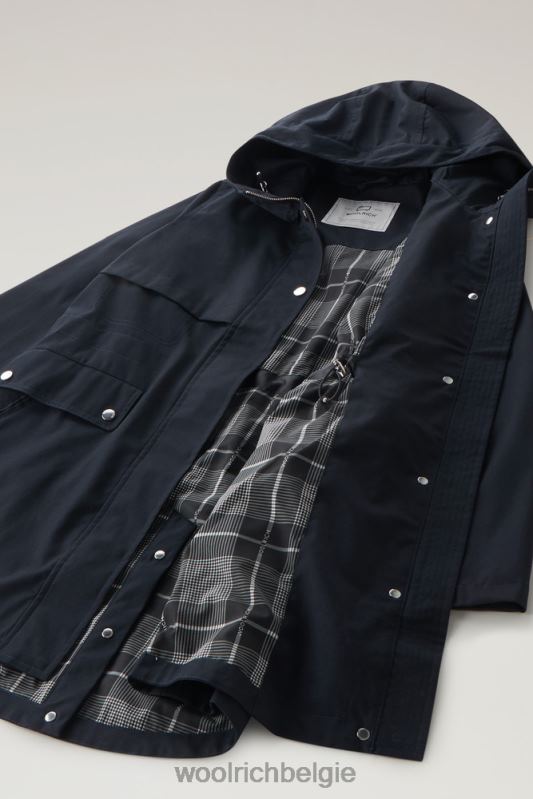 heb een zomerparka van puur katoen Woolrich vrouwen 8TTN013 Melton blauw kleding